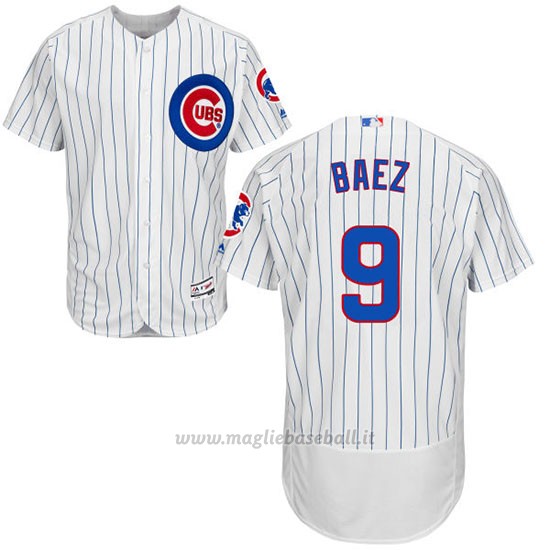 Maglia Baseball Uomo Chicago Cubs 9 Javier Baez Autentico Collezione Flex Base Bianco